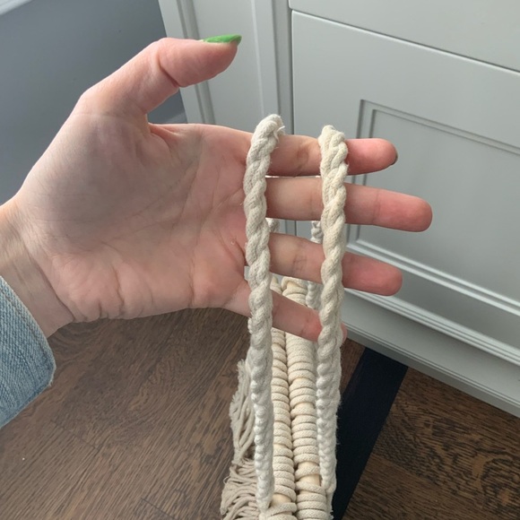 ZARA Macrame Woven Medium Hand Made Boho Bohemian Cream Shoulder Purse LIKE NEW - Picture 12 of 16
